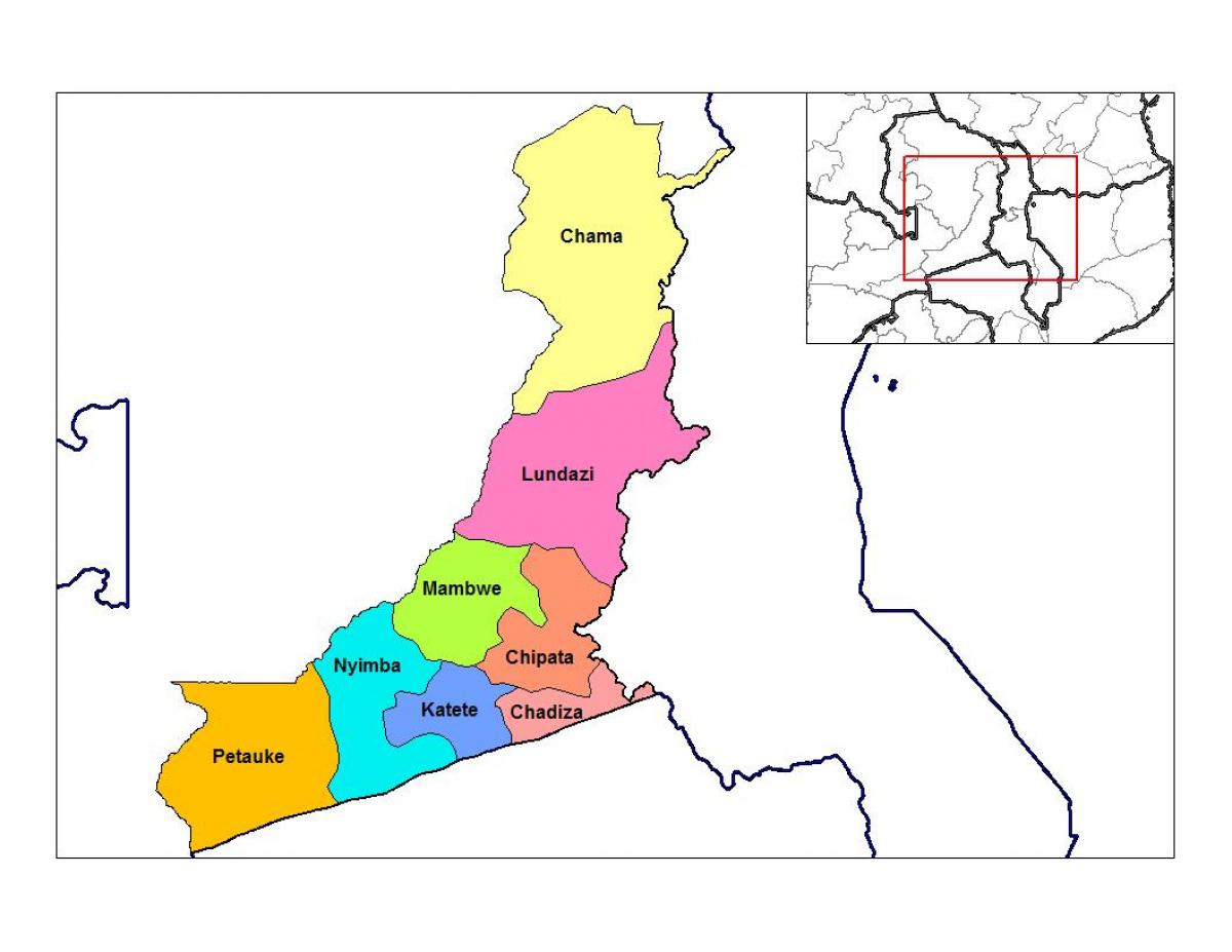 ನಕ್ಷೆ ಪೂರ್ವ ಪ್ರಾಂತ್ಯದ ಝಾಂಬಿಯಾ